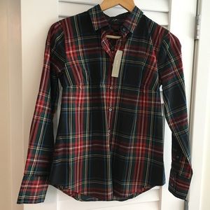 NWT J. Crew Perfect Button Shirt Tartan Size 4